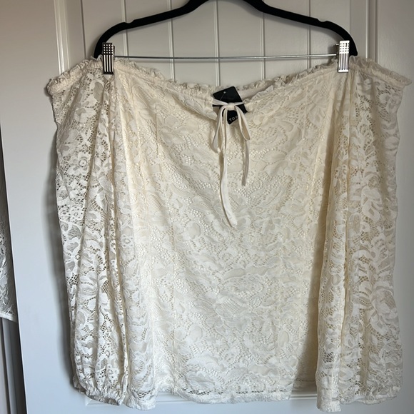 Torrid Stretch Lace Off Shoulder Corset Seamed Long Sleeve Top - Picture 6 of 9